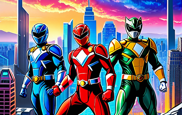 파워레인저 코믹북 소개 - Power Rangers Comic Book Cover**
"A dynamic comic book cover featuring Power Rangers in action pose...