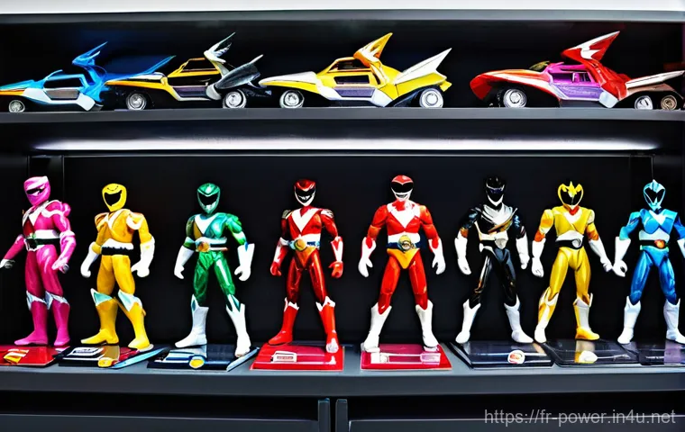 파워레인저 장난감 트렌드 - **Prompt:** A group of five Power Rangers, vibrant and fully armored in their iconic, colorful suits... 파워레인저 장난감 트렌드 - **Prompt:** A group of five Power Rangers, vibrant and fully armored in their iconic, colorful suits...