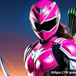 파워레인저 핑크레인저 스토리 - A dynamic portrait of the Pink Ranger from the Mighty Morphin series, depicted in her iconic bright ...